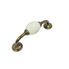 Tay nắm tủ tân cổ điển Vintage màu đồng mặt sứ trắng SH5637