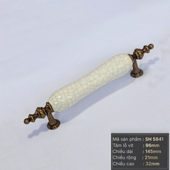 Tay nắm tủ tân cổ điển Vintage màu đồng mặt sứ trắng SH5841