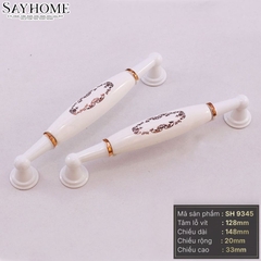 Tay nắm tủ tân cổ điển Vintage màu trắng ngọc trai mặt sứ trắng SH9345