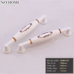 Tay nắm tủ tân cổ điển Vintage màu trắng ngọc trai mặt sứ trắng SH93T45 tại thành phố Hồ Chí Minh