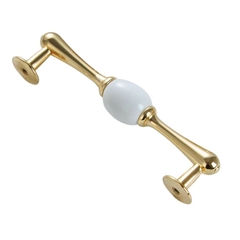 Tay nắm tủ tân cổ điển Vintage màu vàng gold mặt sứ trắng SH6833