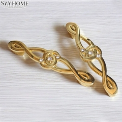 Tay nắm tủ tân cổ điển Vintage màu vàng gold SH8836