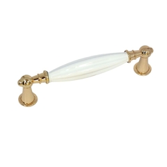 Tay nắm tủ tân cổ điển Vintage màu vàng mặt sứ trắng SH5651