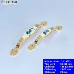 Tay nắm tủ tân cổ điển Vintage màu vàng trắng SH9023