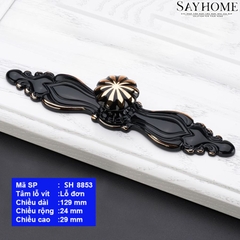 Tay nắm tủ tân cổ điển vintange màu đen vàng SH8853