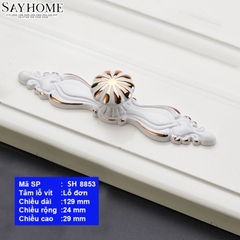 Tay nắm tủ tân cổ điển vintange màu trắng vàng SH8853