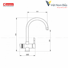 Vòi rửa bát ba đường nước Trim-Water Chrome - Chính hãng KONOX