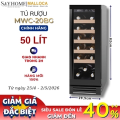 Tủ rượu MALLOCA MWC-20BG độc lập hoặc âm tủ 50L (20 chai) - Hàng chính hãng