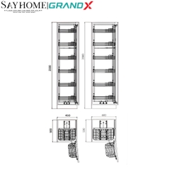 Tủ đồ khô GrandX XPR.450S/600S nan dẹt Inox Sus304 cánh mở - Hàng chính hãng