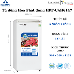 Tủ đông Hòa Phát đứng HPF-UAH6147 tại thành phố Hồ Chí Minh