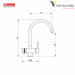 Vòi rửa bát ba đường nước Trim-Water Black - Chính hãng KONOX