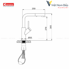 Vòi rửa bát dây rút Artan Gold - Chính hãng KONOX