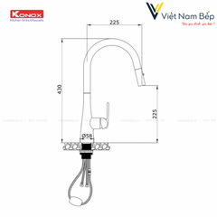 Vòi rửa bát dây rút Curva Chrome - Chính hãng KONOX