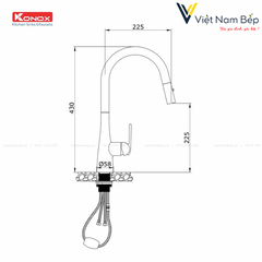 Vòi rửa bát dây rút Curva Grey - Chính hãng KONOX