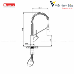 Vòi rửa bát dây rút Gusta - Chính hãng KONOX