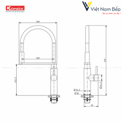 Vòi rửa bát thân mềm KN1618 - Chính hãng KONOX