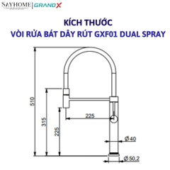 Vòi rửa chén GRANDX GXF01 DUAL SPRAY - Hàng chính hãng