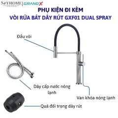 Vòi rửa chén GRANDX GXF01 DUAL SPRAY - Hàng chính hãng