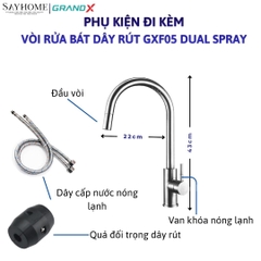 Vòi rửa chén GRANDX GXF05 DUAL SPRAY - Hàng chính hãng