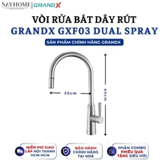 Vòi rửa chén GRANDX GXF03 DUAL SPRAY - Hàng chính hãng