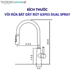 Vòi rửa chén GRANDX GXF03 DUAL SPRAY - Hàng chính hãng
