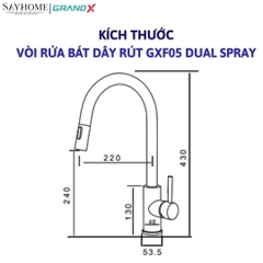 Vòi rửa chén GRANDX GXF05 DUAL SPRAY - Hàng chính hãng