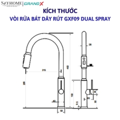 Vòi rửa chén GRANDX GXF09 DUAL SPRAY - Hàng chính hãng