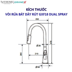 Vòi rửa chén GRANDX GXF18 DUAL SPRAY tại thành phố Hồ Chí Minh