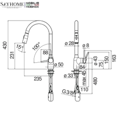 Vòi rửa chén NOBILI FLAG NB205 dây rút 2 chế độ - Hàng chính hãng