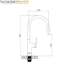 Vòi rửa chén MALLOCA K1726-SS dây rút 2 nguồn nóng, lạnh inox 304 - Hàng chính hãng