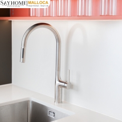 Vòi rửa chén MALLOCA K1726-SS dây rút 2 nguồn nóng, lạnh inox 304 - Hàng chính hãng