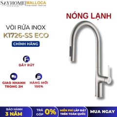 Vòi rửa chén MALLOCA K1726-SS ECO dây rút 2 nguồn nóng, lạnh inox 304 - Hàng chính hãng