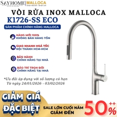 Vòi rửa chén MALLOCA K1726-SS ECO dây rút 2 nguồn nóng, lạnh inox 304 - Hàng chính hãng