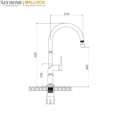 Vòi rửa chén MALLOCA K2202-CR mạ Chrome 2 nguồn nóng, lạnh - Hàng chính hãng