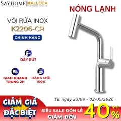 Vòi rửa chén MALLOCA K2206-CR dây rút mạ Chrome 2 nguồn nóng, lạnh - Hàng chính hãng