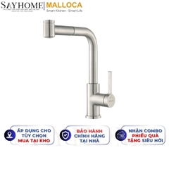 Vòi rửa chén MALLOCA LuxSteel K066-PO dây rút - Hàng chính hãng