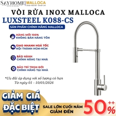 Vòi rửa chén MALLOCA LuxSteel K088-CS dây lò xo - Hàng chính hãng