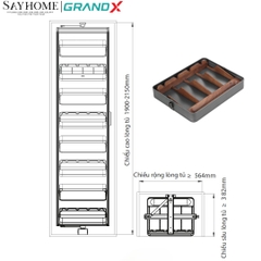 Tủ rượu vang GrandX XW.600T titanium xoay 8 tầng - Hàng chính hãng