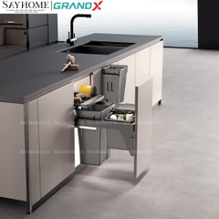 Thùng rác đôi GrandX XW.D30M/D30MD cánh kéo âm tủ - Hàng chính hãng