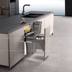 Thùng rác đôi GrandX XW.D30/D40 cánh kéo âm tủ - Hàng chính hãng