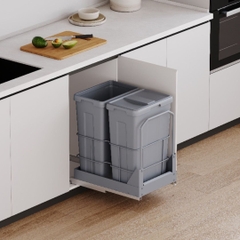 Thùng rác đôi GrandX XW.D40M cở lớn lắp âm tủ cánh kéo - Hàng chính hãng