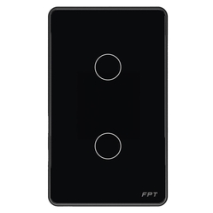Công tắc cảm ứng nhà thông minh FPT Smart Home Athena chữ nhật màu đen 2 nút