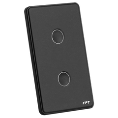 Công tắc cảm ứng nhà thông minh FPT Smart Home Athena chữ nhật màu đen 2 nút
