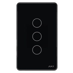 Công tắc cảm ứng nhà thông minh FPT Smart Home Athena chữ nhật màu đen 3 nút