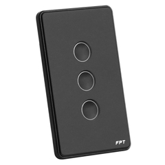 Công tắc cảm ứng nhà thông minh FPT Smart Home Athena chữ nhật màu đen 3 nút