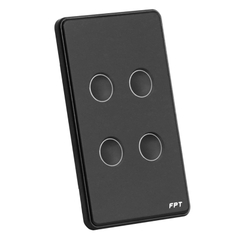 Công tắc cảm ứng nhà thông minh FPT Smart Home Athena chữ nhật màu đen 4 nút