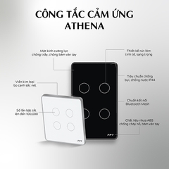Công tắc cảm ứng nhà thông minh FPT Smart Home Athena chữ nhật màu đen 4 nút