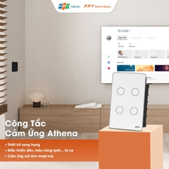 Công tắc cảm ứng nhà thông minh FPT Smart Home Athena chữ nhật màu trắng 2 nút
