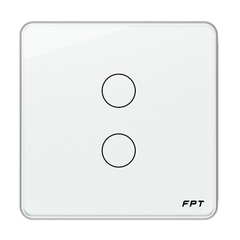 Công tắc cảm ứng nhà thông minh FPT Smart Home Athena vuông màu trắng 2 nút