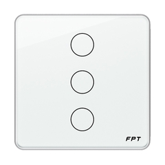 Công tắc cảm ứng nhà thông minh FPT Smart Home Athena vuông màu trắng 3 nút